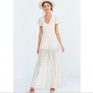 UO BOG Collective Lace Flutter Sleeve Jumpsuit